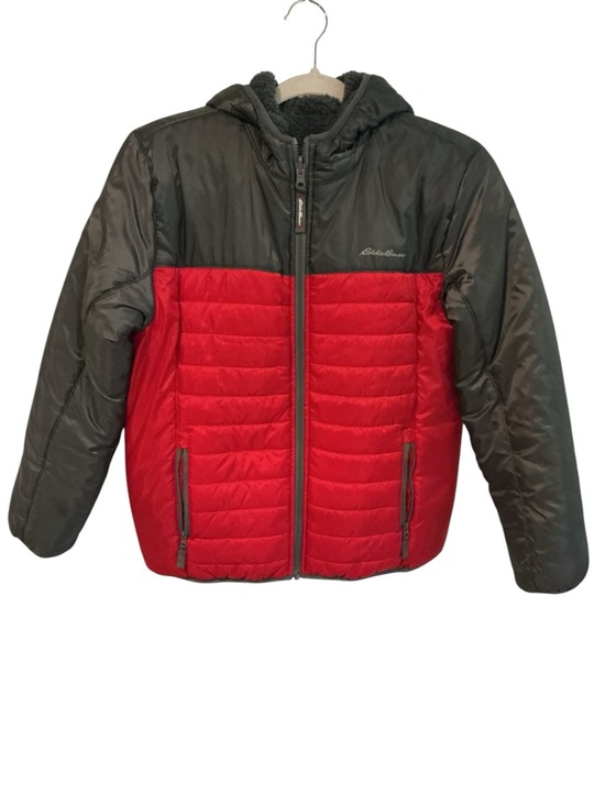 Eddie Bauer Other - Eddie Bauer Kids Puffer Jacket Size L 14/16 Red Gray Hooded Warm Winter Coat